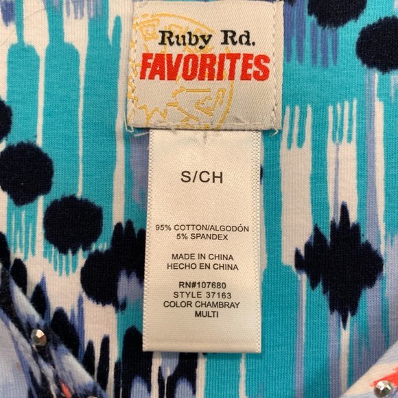 NWOT Ruby Rd V-Neck Beaded Stretch Top Size Small - Picture 3 of 8